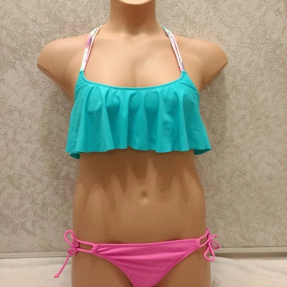 Victoria's Secret Multicolor Ruffle Macrame Back Bikini
